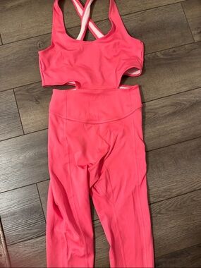 Free people, movement, pink one piece back it up workout jumpsuit extra small
